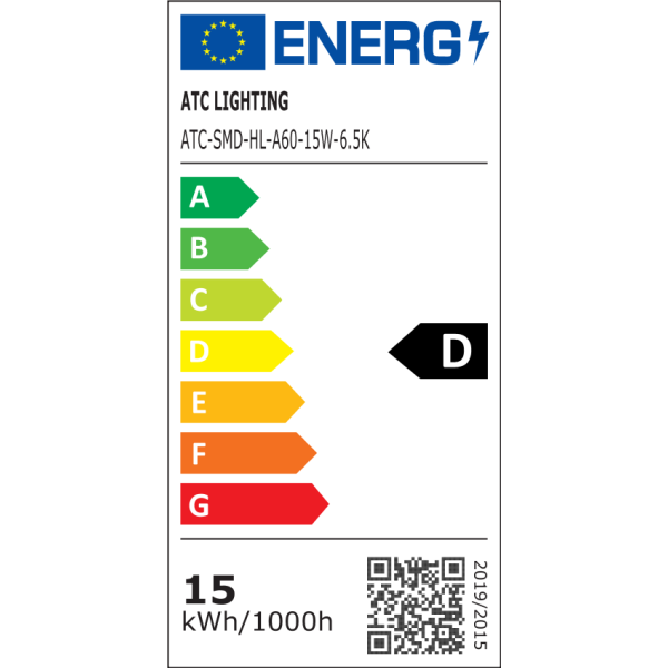 ATC SMD LED High Lumen Λαμπτήρας A60 230V 15W/2100LM E27 6500K