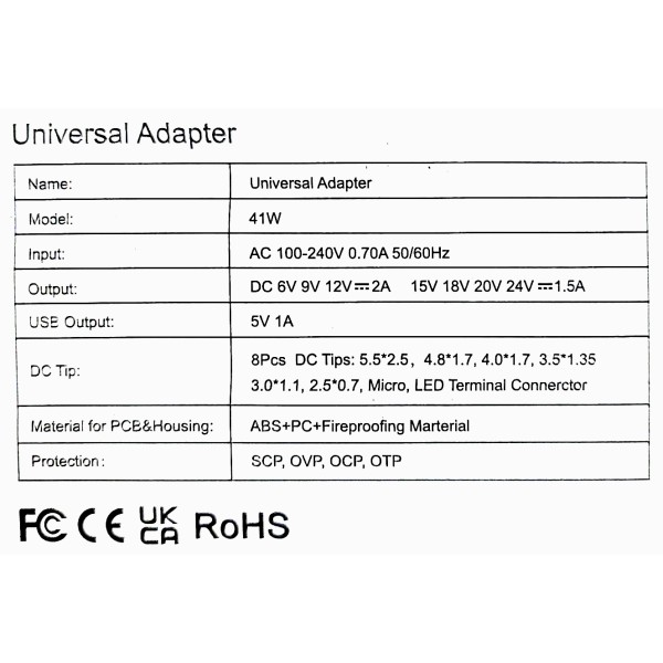 ATC Τροφοδοτικό 41W Switching με 8 κεφαλές 6V-24V
