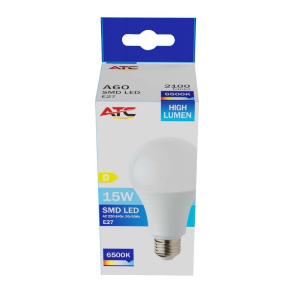 ATC SMD LED High Lumen Λαμπτήρας A60 230V 15W/2100LM E27 6500K
