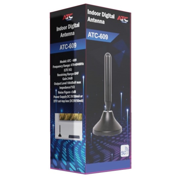 ATC Εσωτερική Κεραία ATC-609 5G LTE 24dB με Τροφοδοτικό