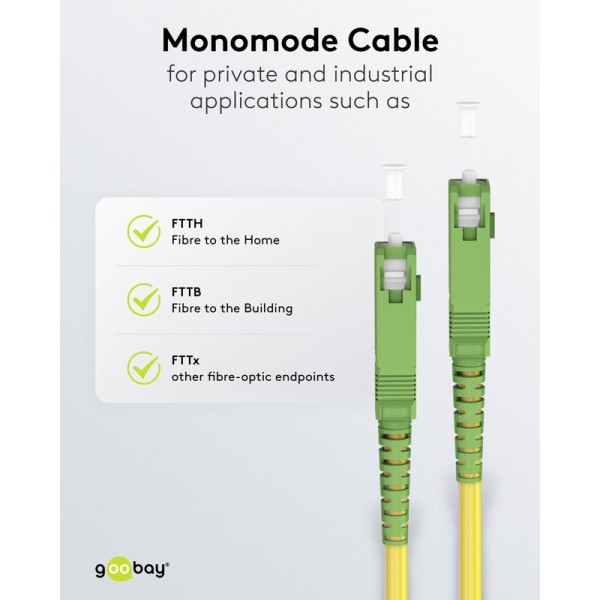 Goobay Καλώδιο Οπτικής FTTH Ίνας Μονής Λειτουργίας OS2 Κίτρινο 20m