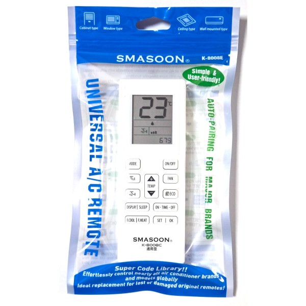 SMASOON K-8008E Universal Τηλεχειριστήριο Κλιματισμού Γκρι