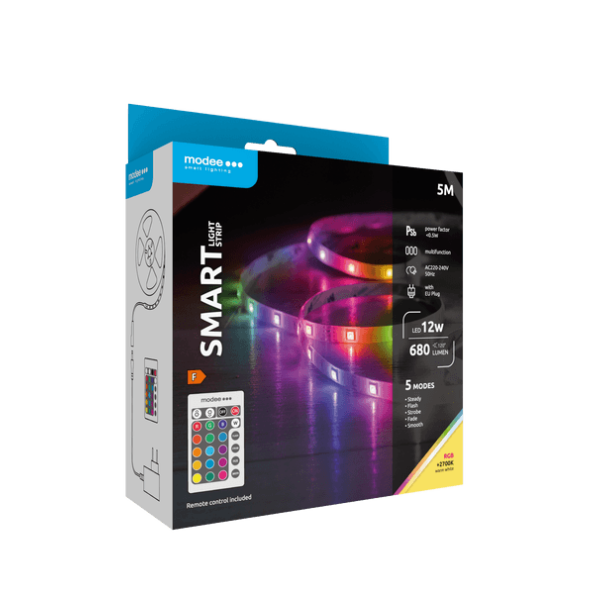 Modee Smart Ταινία LED 12W IP20 2700K & RGB 680lm με Τηλεχειριστήριο 5m
