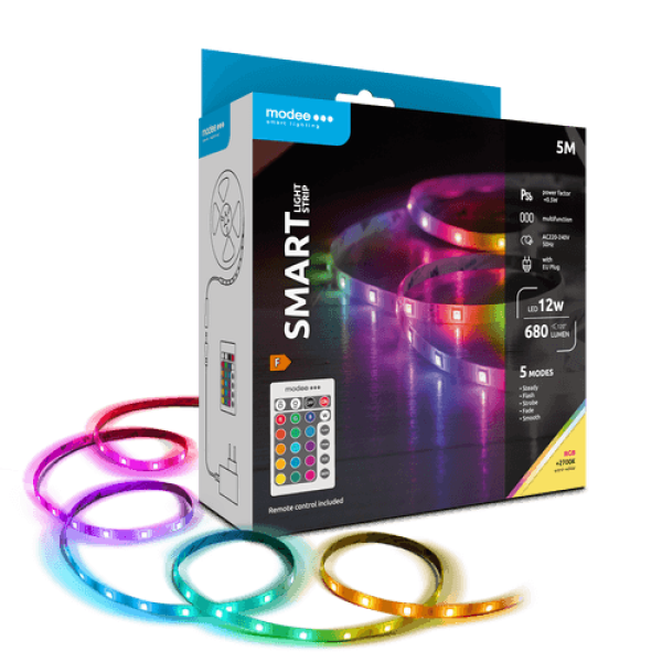 Modee Smart Ταινία LED 12W IP20 2700K & RGB 680lm με Τηλεχειριστήριο 5m