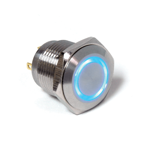 Μπουτόν φωτιζόμενο μπλε Φ16 mm 12VDC